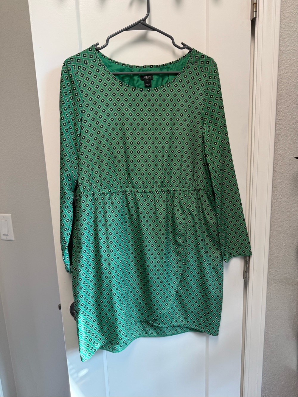 J.Crew Green Diamond-Print Dress